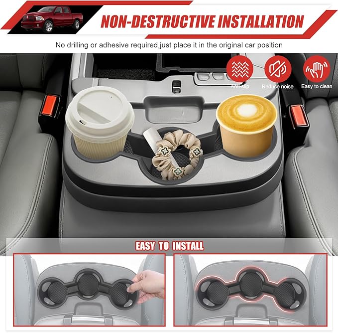 Jump Seat Cup Holder Coaster Fit for Dodge Ram 1500/2500/3500/4500/5500 2013-2018 &2019-2025 Classic Model Cup Holder Mat Pad Inserts Interior CupHolder Liner for Dodge Ram(for Ram Jump Seat)