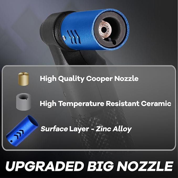 Luxgaze Butane Torch Kitchen Torch Lighter Refillable Big Jet Flame Mini Blow Torch Portable Crème Brulee Torch for Camping Grill Culinary Soldering Cooking Welding BBQ(Gas not Included) Blue