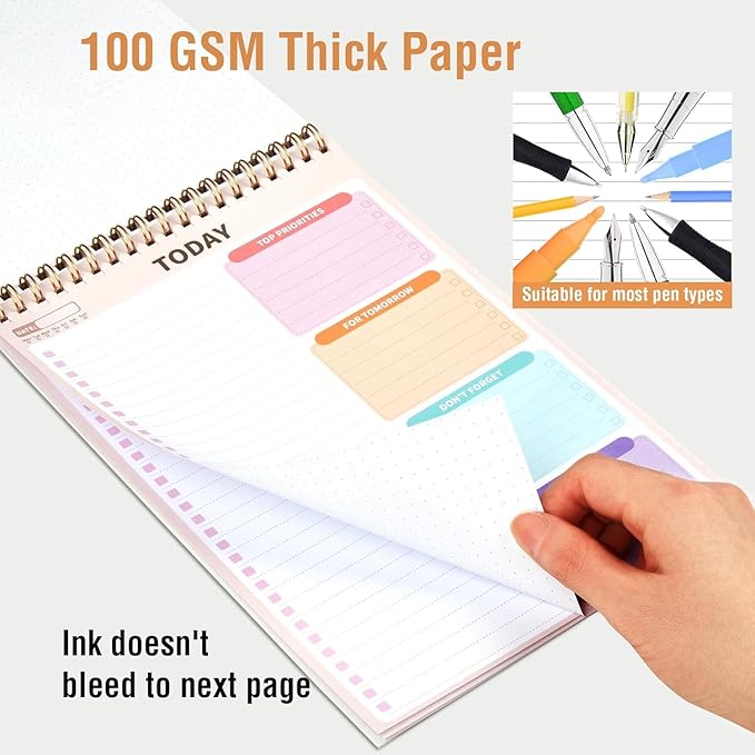 Forvencer To Do List Notepad (6.5 x9.8), To Do List Notebook for Work, Undated Daily Planner Organizer for Tasks Checklist & Goal Planning, To Do List Perfect for Office, School, Cute