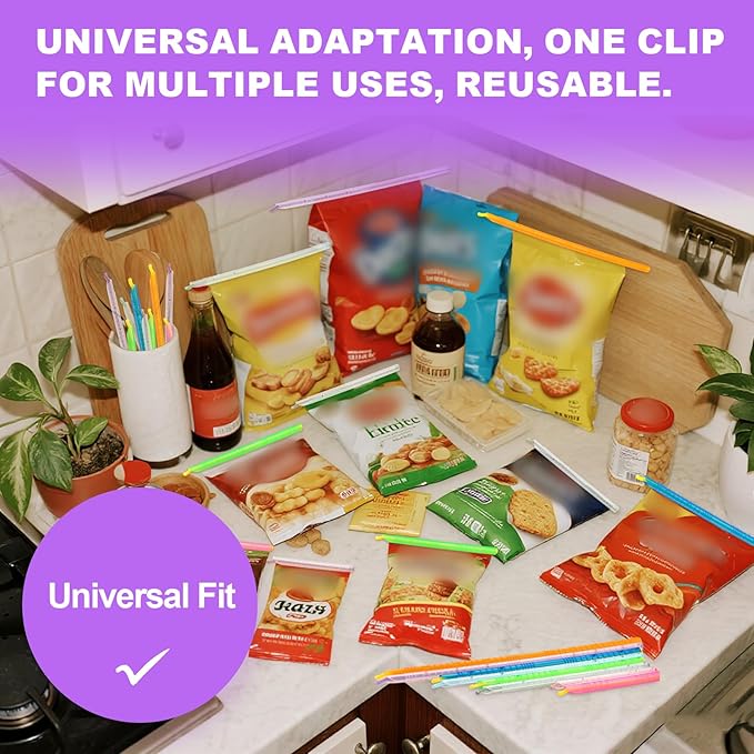 Food Sealing Sticks, Bag Clips 16 Pcs Reusable Bag Sealer Sticks Used For Sealing Various Sealable Snacks Cereal Foods Plastic Bag Sealers (S01-Nordic style)