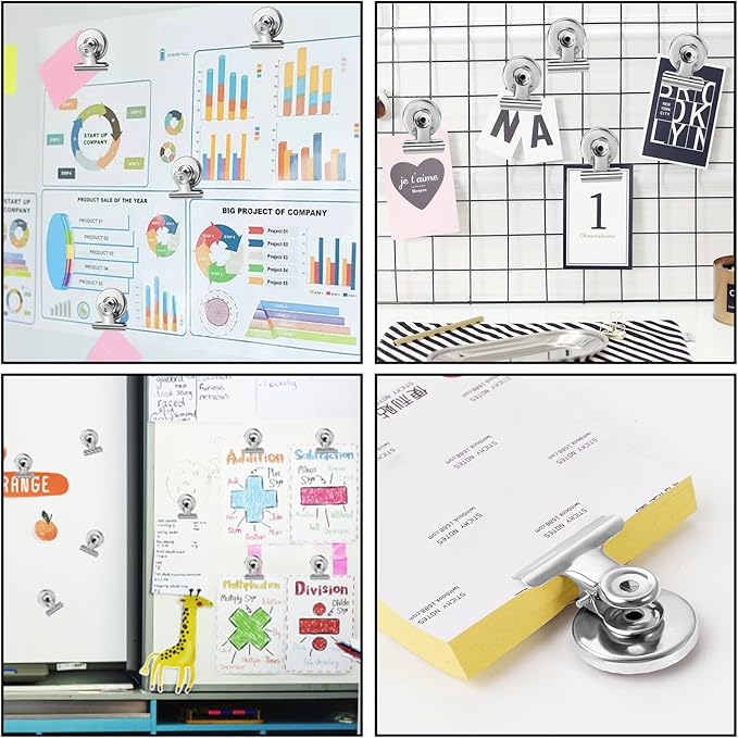 FINDMAG 20 Pack Magnetic Clips Fridge Magnets, Heavy Duty Refrigerator Magnet Clips Whiteboard Magnet, Strong Clips Magnets Christmas Light Clips for Fridge, Whiteboard, Kitchen, Office