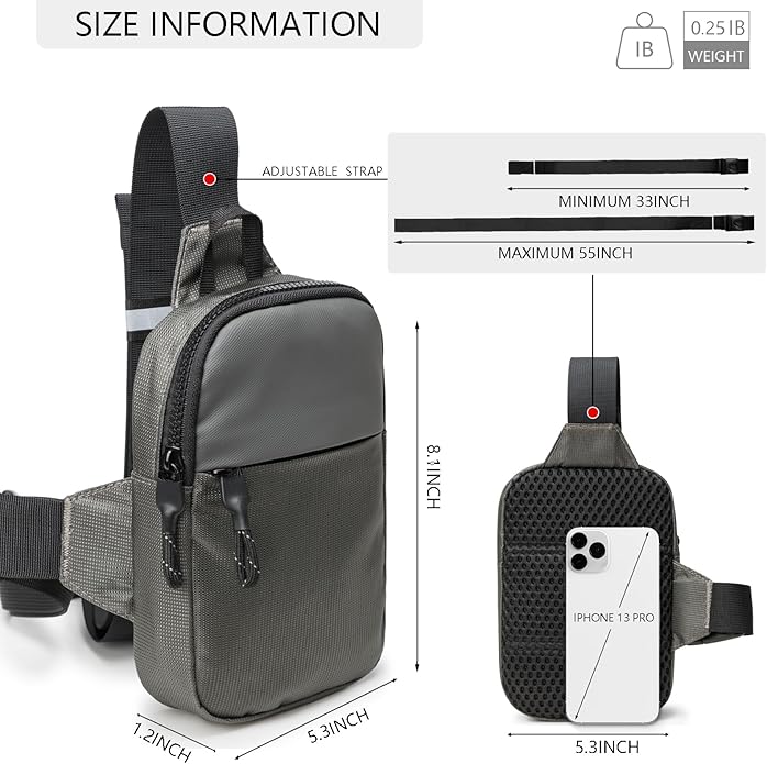 Mini Sling Bag for Men Women, Small Crossbody Casual Utility Chest Phone Bag for Travel Workout