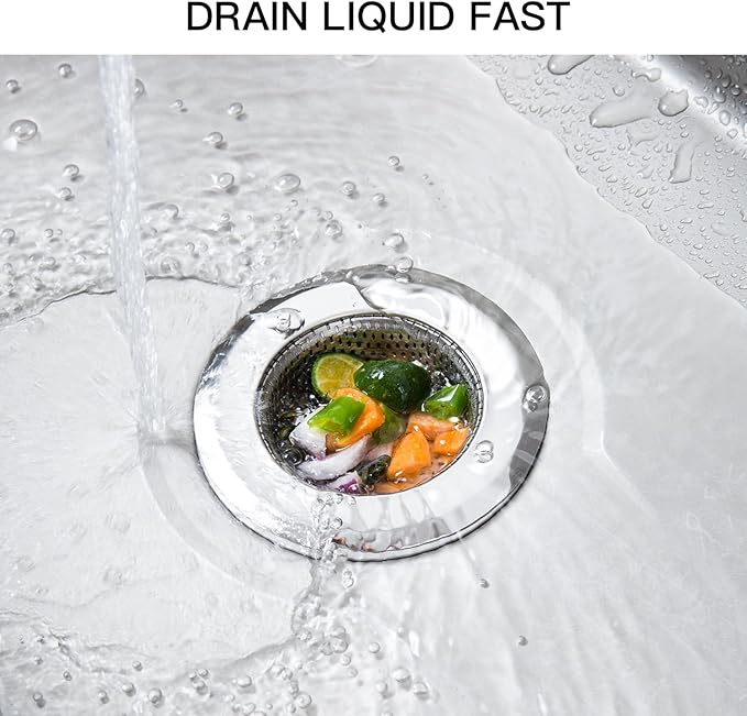 CORNERJOY 4 Pack Heavy Duty Stainless Steel Kitchen Sink Drain Strainer, Bathroom Hair Catcher Shower Drain Cover, Sink Tub Drain Stopper, Wash Basin Floor Drain, 2.1 to 4.5 Inch Diameter Rim