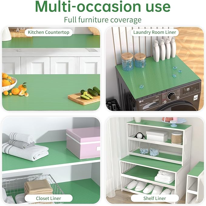 Shelf and Drawer Liner for Kitchen Cabinet, Non-Adhesive 12in x 120in Waterproof Durable Thickened EVA Material Easy-to-Cut Contact Paper Non Slip Mat for Refrigerator, Cupboard, Dresser
