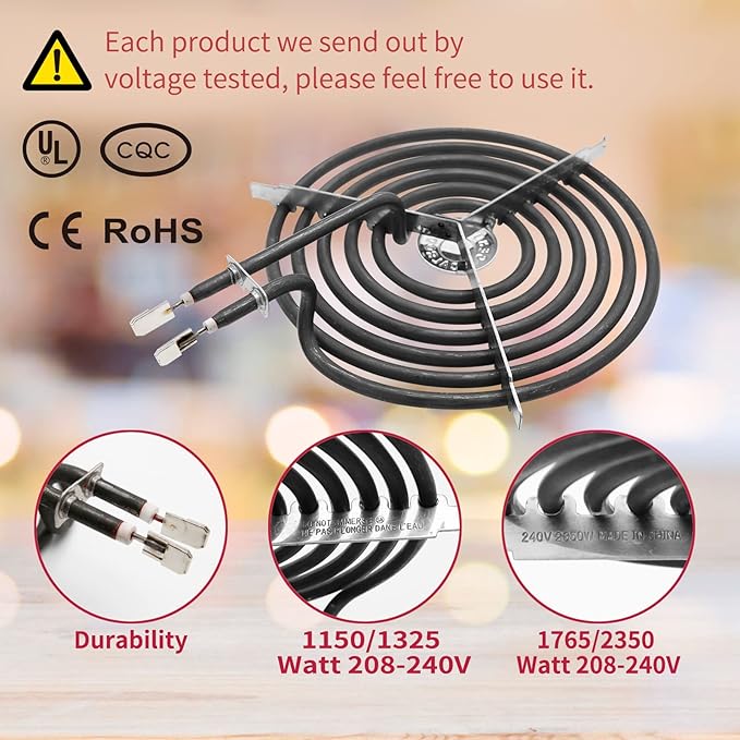 MP22YA Electric Stove Burner Element Replacement Set & W10290350 W10290353 4 Pack Silver Drip Pans - Perfectly Fit Whirlpool Electric Range Stove Top