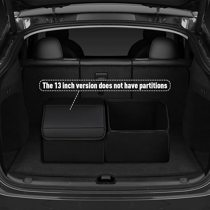 SUV car organizers and storage, sedan trunk organizer, foldable sleek leather box with lid, collapsible cargo bins, tool accessories containers, collapsible suede velvet (13 inch covered)