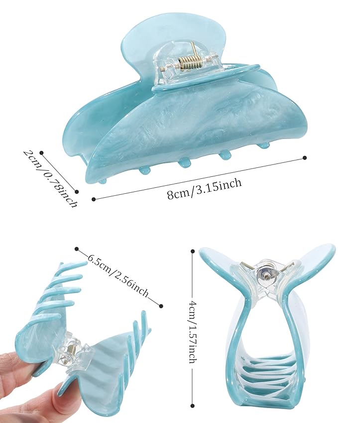 4Pcs Large Acrylic Clips - Big Non-Slip Banana Barrettes for Thick Hair, Strong Hold Jaw Clips for Women Girls