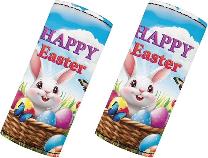 KUIFORTI Easter Luggage Identifiers for Suitcases Bunny Set of 2 Pcs Luggage Handle Wraps Cute Suitcase Protective Cover Non-Slip Luggage ID Tags Door Handle Protection