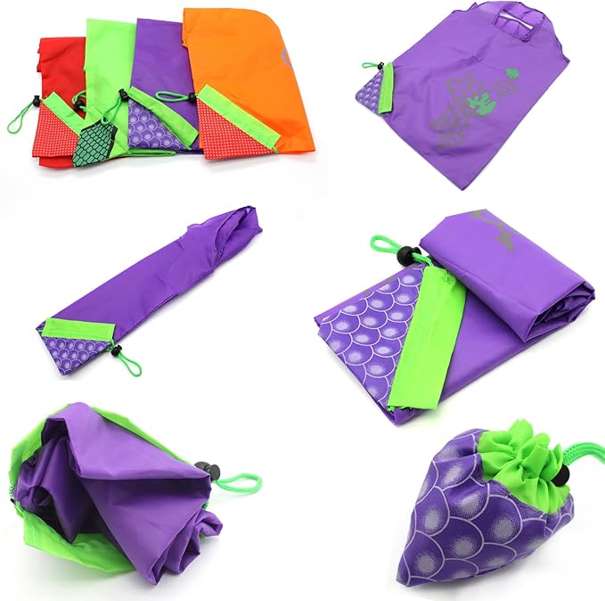 10PCS Fruits Reusable Grocery Shopping Tote Bags Folding Pouch Storage Convenient for Travel