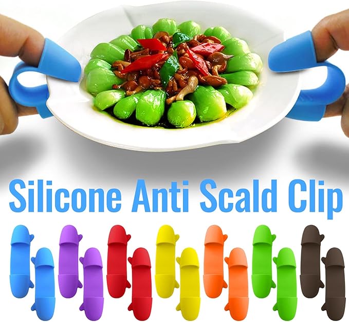 1 Pair Mini Silicone Finger Clip, Professional High Heat Resistant Finger Protection Guards Bowl Dish Plate Clamp Holder, Heat Insulated for Curling & Flat Irons, Wands, Blow Dryers