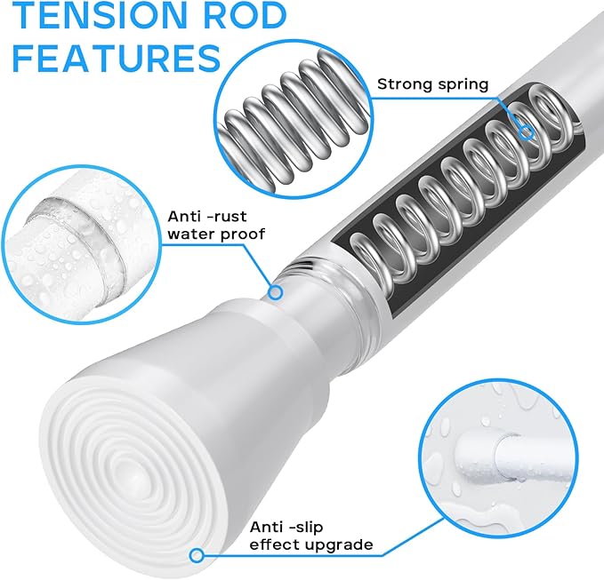 White Small Tension Curtain Rod 16-26 Inch,7/8" inch Adjustable Short Curtain Rod No Drilling,Spring Curtain Rod for Windows Kitchen Closet Doorway