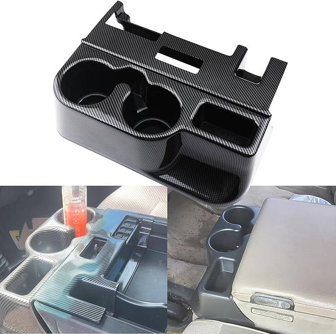 Carbon Fiber Cup Holder Attachment for Center Console | Compatible with 1998-2001 Dodge Ram 1500 2500 3500 Truck | Replaces 41019 SS281AZAA Front Seat Add-On Cupholder Tray Insert