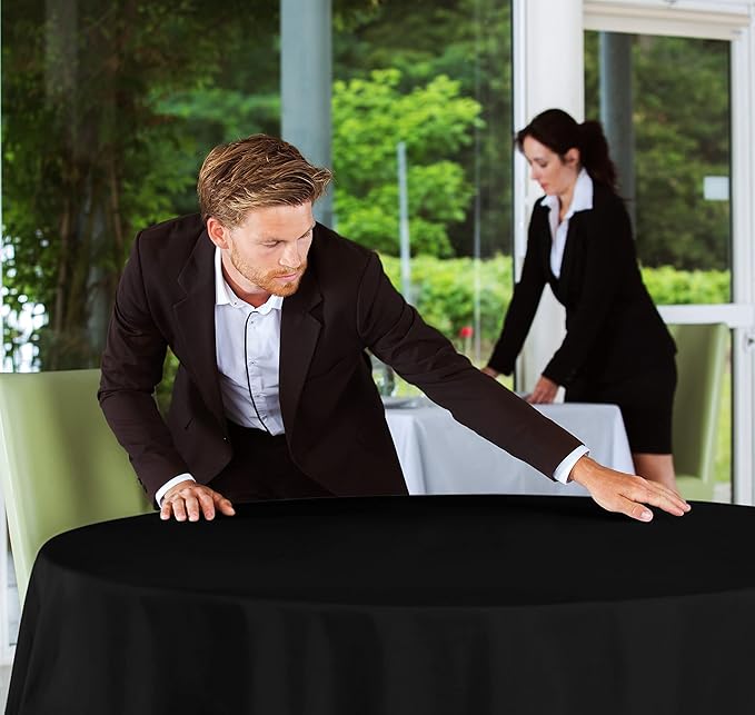 Utopia Kitchen Round Table Cloth 2 Pack(90 Inches, Black), Tablecloth Machine Washable, Polyester Table Cover for Dining, Buffet Parties, Picnics, Events, Weddings and Restaurants
