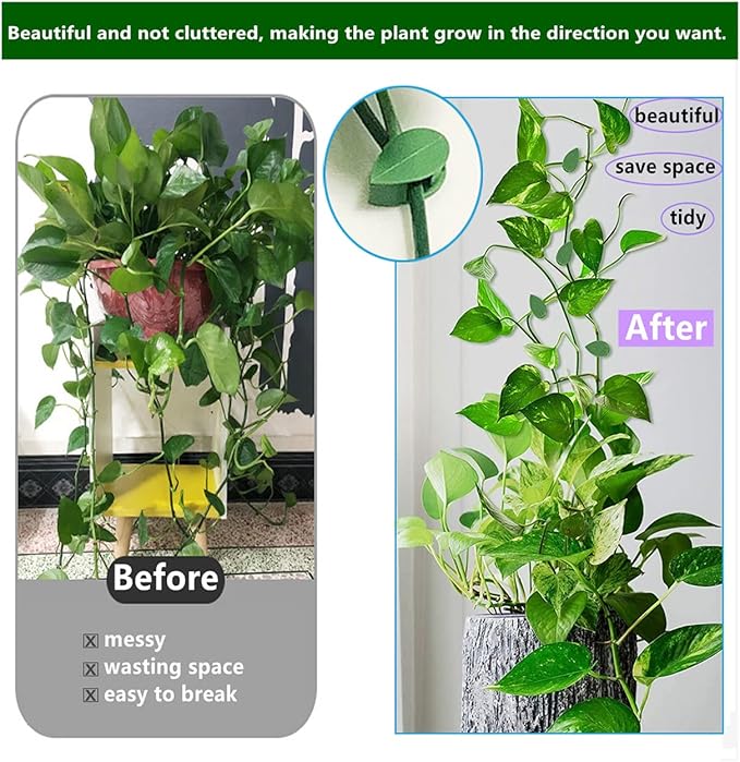 100 Pcs Plant Climbing Wall Fixture Clips Acrylic Self-Adhesive Sticker Plant Fixer Vine Traction Invisible Holder Climbing Plant Green Leaf Vines Hook Fixing Clip Indoor Outdoor Decoration