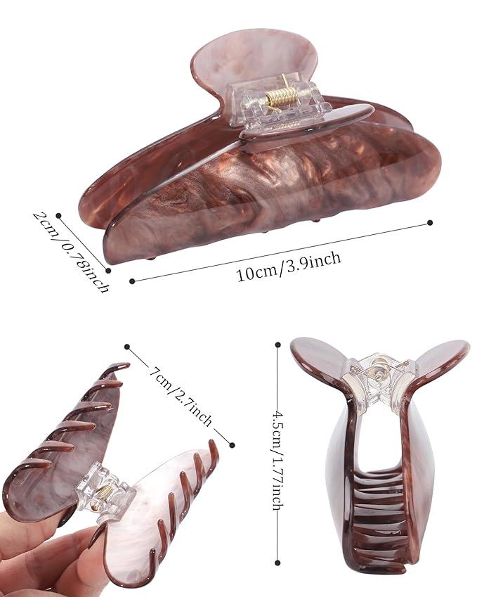 4Pcs Large Acrylic Hair Claw Clips - Strong Hold Thick Hair Banana Barrettes for Women Girls (Hair Clips, Banana