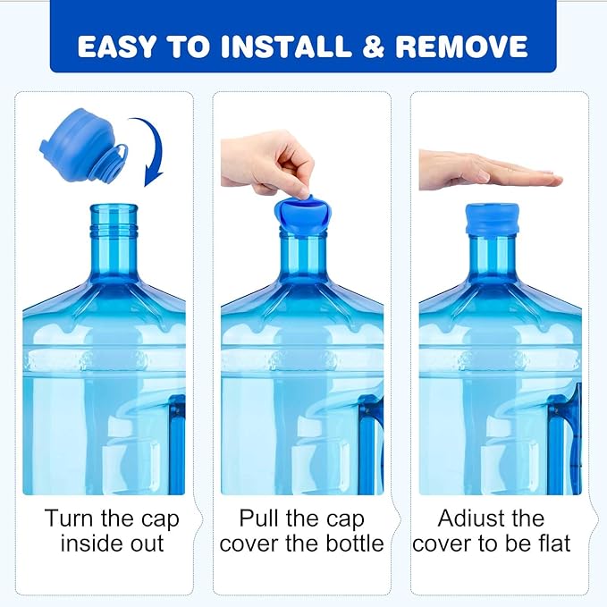 5 Gallon Water Jug Cap,Silicone Reusable Replacement Cap, Non Spill Bottle Caps for 55mm Bottle Water Dispenser Caps (10)