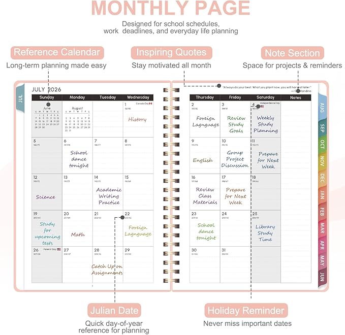 Planner 2026-2027, Weekly and Monthly Academic Planner, July 2026 - June 2027, Hardcover Calendar Agenda Book for School Year Planning, School Supplies for Teacher and Student, Letter Size(8.5'' x 11'')
