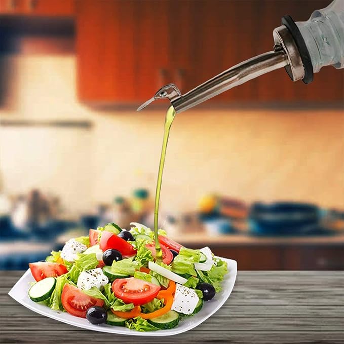Axe Sickle 2 Pcs Oil Spout Liquor Bottle Pourer Spouts Stainless Steel Speed Pour Spouts Olive Oil Dispenser Spout for About 3/4" Bottle Mouth, with Flip Top