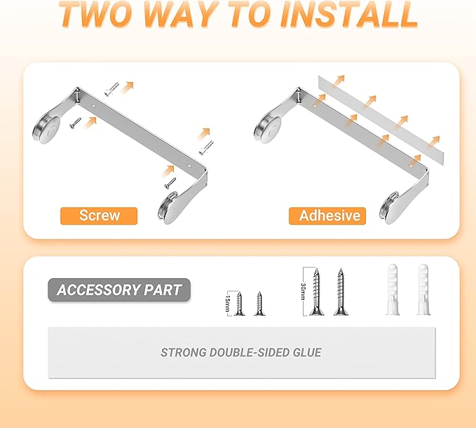 Paper Towel Holder Under Cabinet, Wall Mount, One-Handed Tear, Stainless Steel, Silver, Paper Roll Holder for Kitchen Bathroom Farmhouse Essentials Decor Accessories