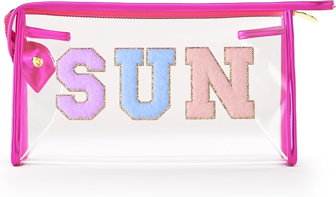 Embla Makeup and Lotion Bag - Waterproof Makeup and Sunscreen Pouch for Travel, Beach, Pool - Clear Zipper Pouch for Sunscreen and Cosmetics Storage, Durable Make Up Organizer for Beach Bag Essentials