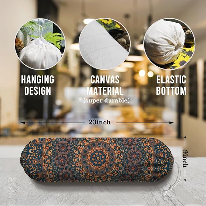 Boho Large Plastic Bag Holder, Reusable Grocery Bags Holder for Wall Mounting, Boho Car Trash Bags, Kitchen Essentials, Housewarming Gifts, Kitchen Pattern Garbage Bag 65