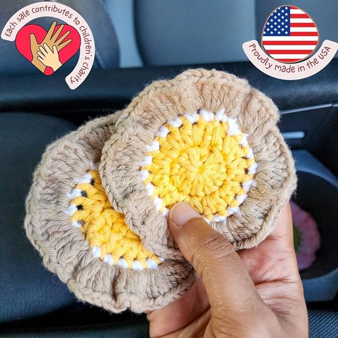 Cotton Crotchet Ruffled Flower Coaster Set (Lemon Sorbet)