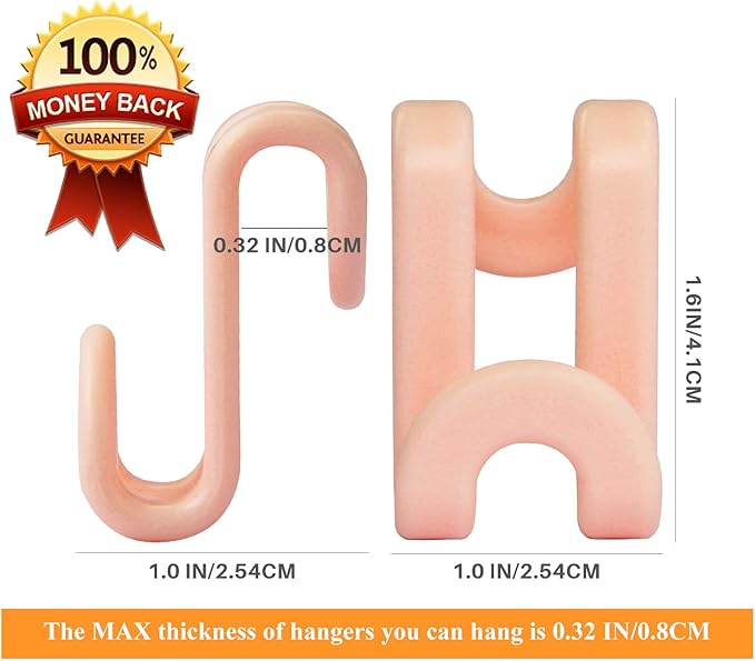 Clothes Hanger Connector Hooks, Outfit Hangers Extender Clips, Cascading Hanger Hooks, Velvet Huggable Hangers Accessory, Heavy Duty Space Saving for Closet 60 Pcs (Blush Pink)