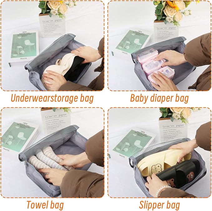 6 Pcs Packing Cubes Luggage Organizers Small Mesh Clothing Underwear Bag Foldable Laundry Bags for Travel Hiking Camping Backpacking