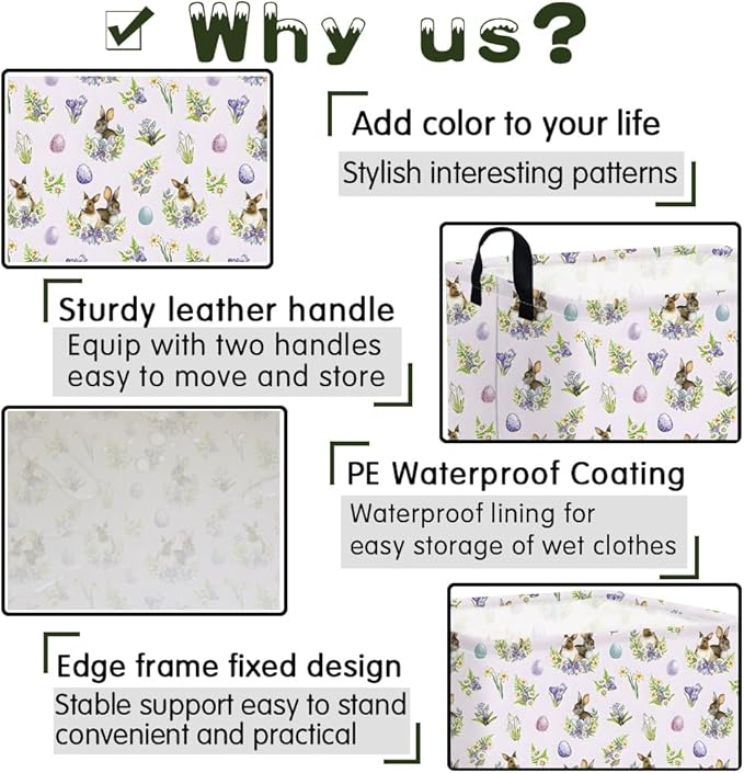 Rectangular Cute Easter basket,Easter basket empty,Storage Basket for baby Bedroom,Toy Gift Organizerm,Kids Storage Bin,Gift baskets,Easters Home Decor(Purple Easter egg)