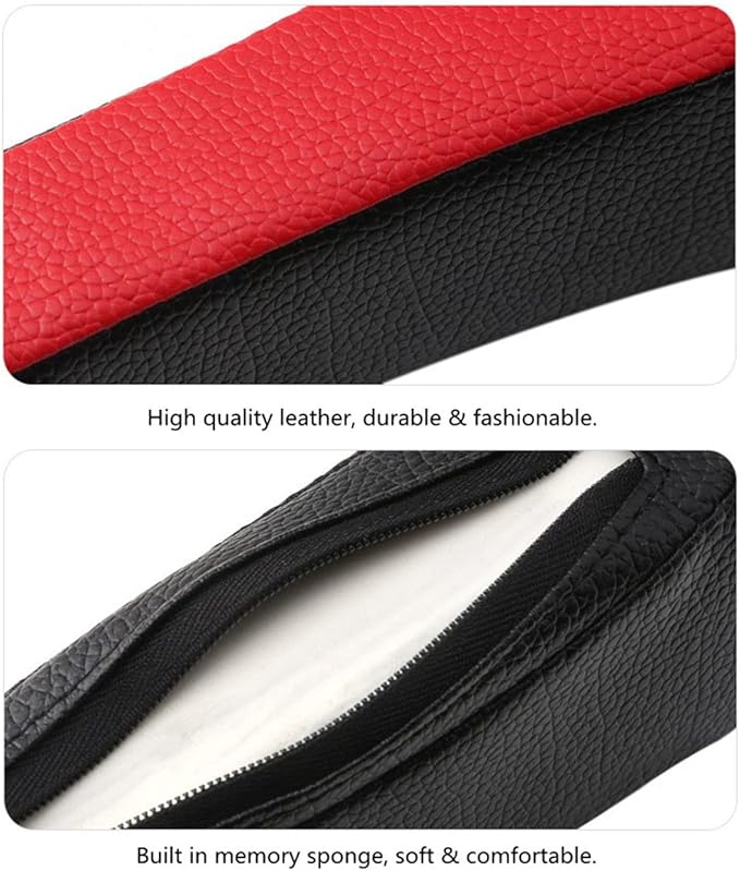 Tumecos Car Seat Gap Filler Pad PU Leather Console Side Pocket Organizer with One Cup Holder for Cellphone Wallet Coin Key 2 Pcs (Black+Black Surface)