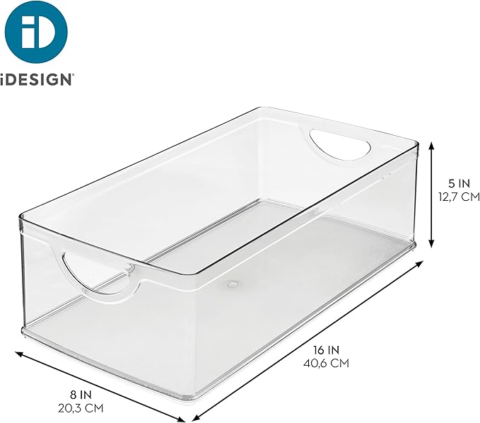 iDesign Stackable Clear Plastic Extra Long Storage Bin, Organizer for Kitchen Cabinet or Pantry