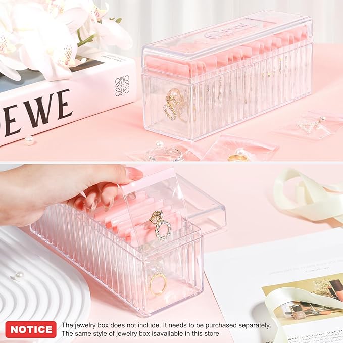 Travel Jewelry Bags, 20Pcs Clear Travel Jewelry Organizer, Portable Anti Tarnish Jewelry Storage Pouch Bag Gift for Women Girl, 20Pcs Pink Bags