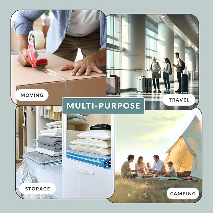 6 XL Jumbo Vacuum Storage Bags with Pump, Extra Large Compression Space Saver for Comforter, Duvet, Blanket, Bedding Storage, Vacuum Seal Bags for Clothing, Luggage Closet Organizer