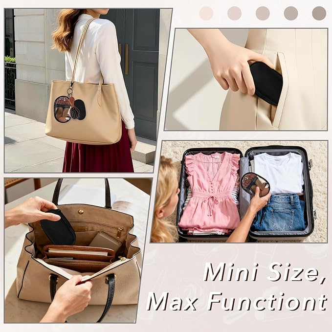 Travel Makeup Brush Set, 77Pcs Mini Makeup Kit Synthetic Foundation Concealers Eye Shadows Brushes Powder Puff with Eyelash Curler Eyebrow Razor Comb Mirror Hair Clips Cosmetic Bag (Brown)