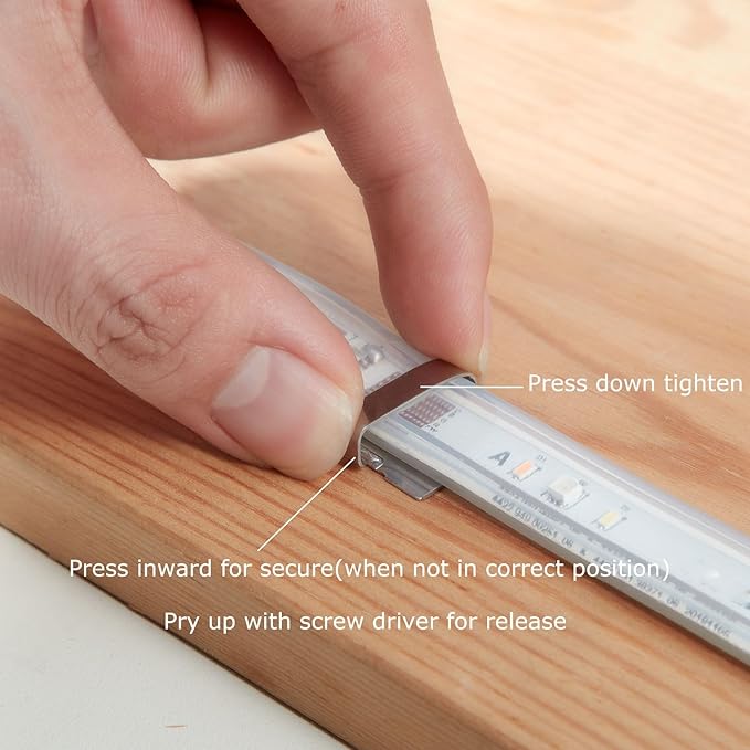 Threetwofour 100 Pack Double Fix LED Tape Light Mounting Bracket Self Adhesive LED Strip Clips Use for Width 10-17mm/0.39-0.66in Height<5.0mm/0.19in Silicone Tube Outdoor LED Strip Light with Screws