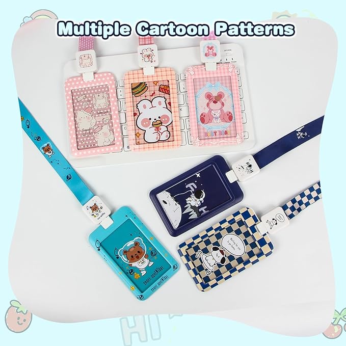 Cute ID Badge Holder with Clip Badge Reels and Lanyards with Badge Reel with 15 inches Pull Cord for School, Teacher, Student, Women, Men (Puppy)