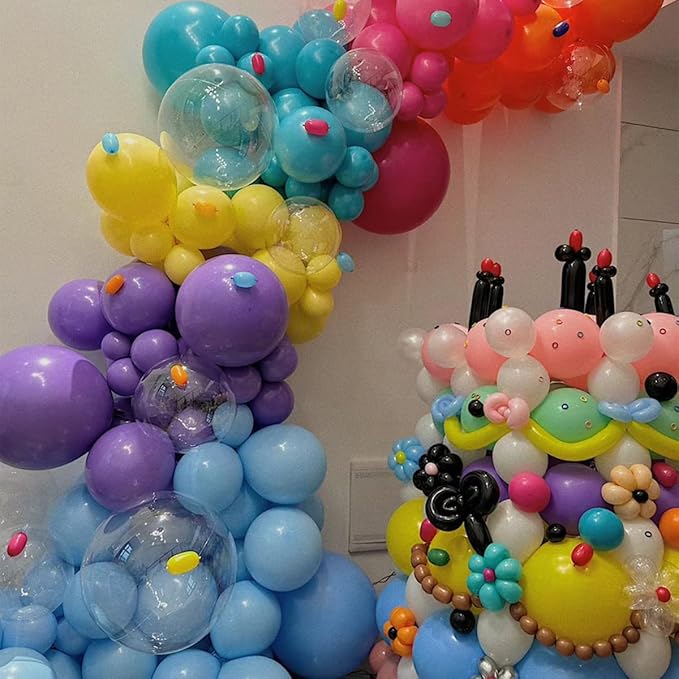 MEBAY Rainbow Balloons Garland Arch Kit, 146Pcs 5 Assorted Color Latex Balloon Different Sizes 18 12 10 5 Inch for Gender Reveal Baby Shower Wedding Birthday Party Decoration