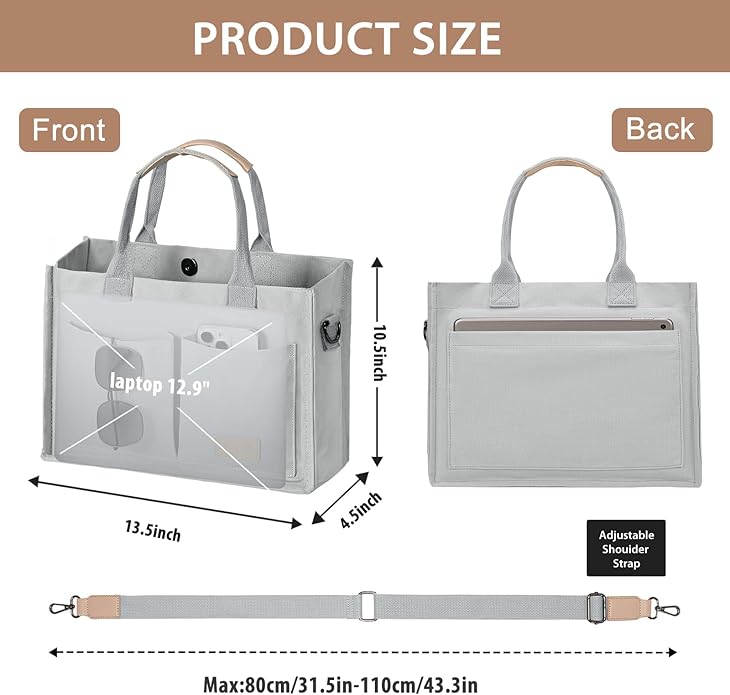 Canvas Tote Bag for Women Crossbody Work Purse with Pockets Top Handle Handbag Satchel Bags for Travel Nurse Teacher