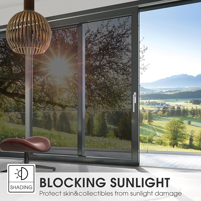 Window Film Privacy One Way Window Tint for Home Reflective See Out not in Light Heat Blocking for Doors and Windows(Black 17.5X118.1)