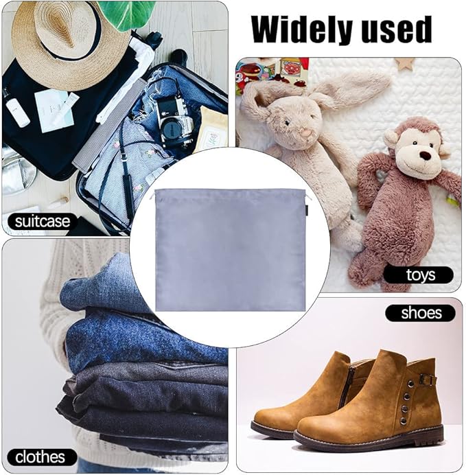 6 Pack Dust Bags for Handbags Silk Dust Cover Bag for Handbags Purses Shoes Boots, Silk Dustproof Drawstring Bag Travel Storage Pouch (Gray, 19.6 × 15.7 in)