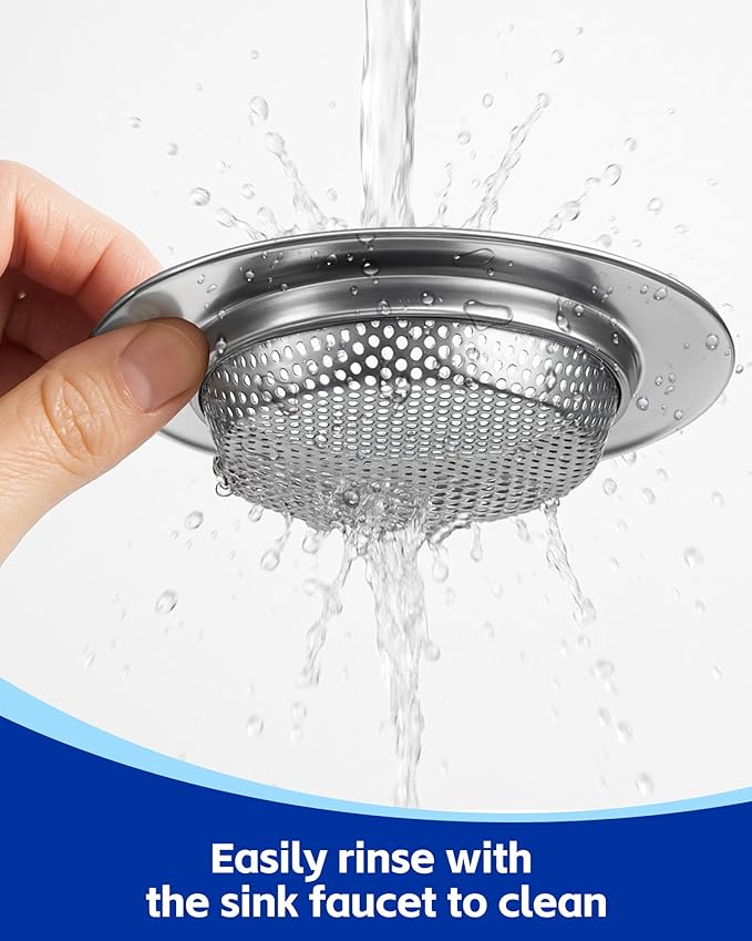 HMTIY 4-Pack Kitchen Sink Drain Strainer, Sturdy Stainless Steel, for Most Kitchen Sink, Effectively Catches Food Particles to Keep Drain Cleanliness, Ease of Cleaning, Outer Diameter 4.5 Inch