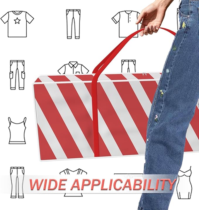 Safana Wrapping Paper Organizer Storage Bag, 42" Durable 600d Oxford Christmas Gift Wrapping Organizer Box Under Bed Storage Containers for Decorations Paper Rolls, Ribbons, Balls, Bows (Red Stripe)