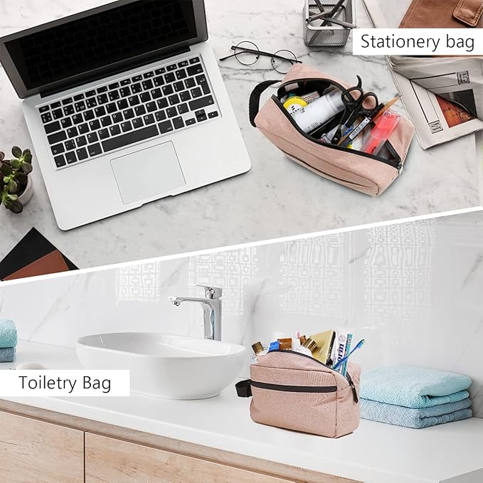 Travel Toiletry Bag for Women and Men, Water-resistant Shaving Bag for Toiletries Accessories, Foldable Storage Bags with Divider and Handle for Cosmetics Toiletries Brushes Tools