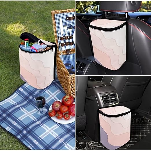 1.2 Gallons Trash Can for Car, Panther Hanging Car Trash Bag, with Zipper Leak-Proof Lid Design, Adjustable Hanging for Tail of Console/Back of Seats, Easy to Clean, Family Trips Essential