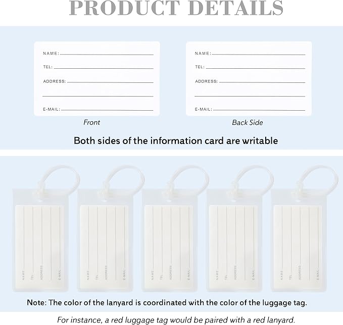 30 Pack Luggage Tags for Suitcases, Airplane Travel Essentials for Flying, International Travel Must-Haves, and Luggage Accessories by Sodsay