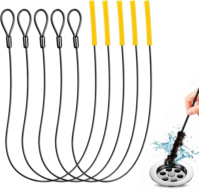 Drain Snake Hair Drain Clog Remover 35 Inch, 5PCS Reusable Sink Snake Drain Hair Remover Tool, Anti-Break Metal Plumbing Snake Drain Cleaner for Shower, Bathtub,Kitchen Sink