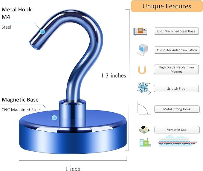 Neosmuk Magnetic Hooks, Cruise Ship Essentials, 26#,Navyblue