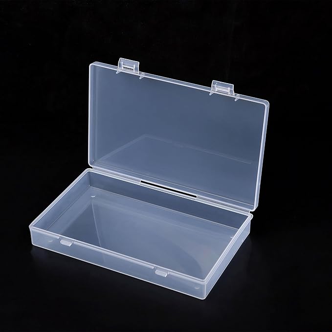 LJY 6 Pieces Rectangular Empty Mini Clear Plastic Organizer Storage Box Containers with Hinged Lids (7.1 x 4.3 x 1.2 inch, Transparent)