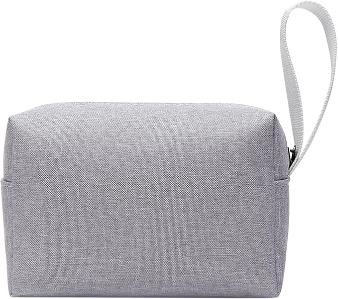 Waterproof Cosmetic Bag for Women | Soft Travel Makeup & Toiletry Organizer, Small Portable Storage for Makeup Products, Tissues, Electronics, USB Cables| Nylon, Durable & Stylish (Small-Grey)