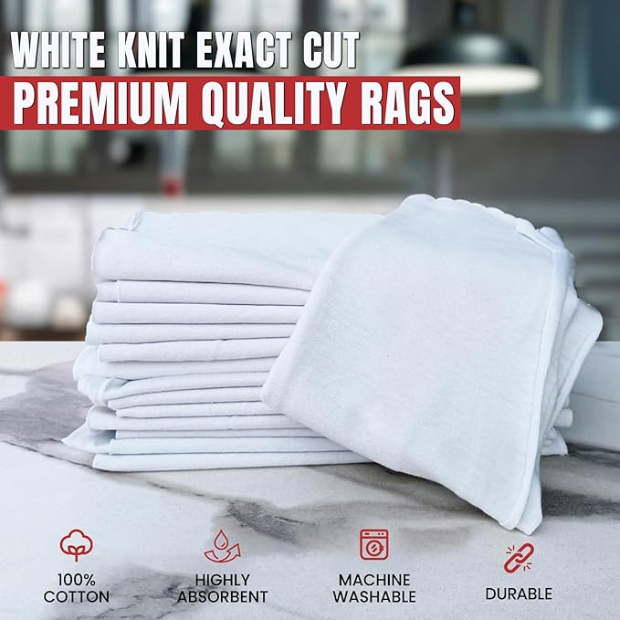 Premium Exact Cut White T-Shirt Cleaning Rags (10 Pieces) - 20"x20" Cotton Rag for Mechanic Shops, Cast Iron, Staining Wood, Painting & Households – Shop Rags Bulk